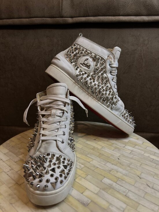 Christian Louboutin Other - Christian Louboutin "Lou Pik Pik" White Leather High-Top Sneakers